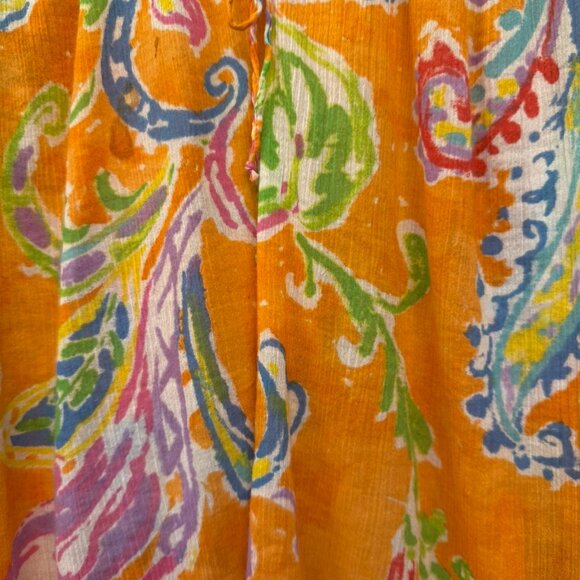 Ralph Lauren Jeans LRL Orange Paisley Blouse Size SMALL - Picture 4 of 4